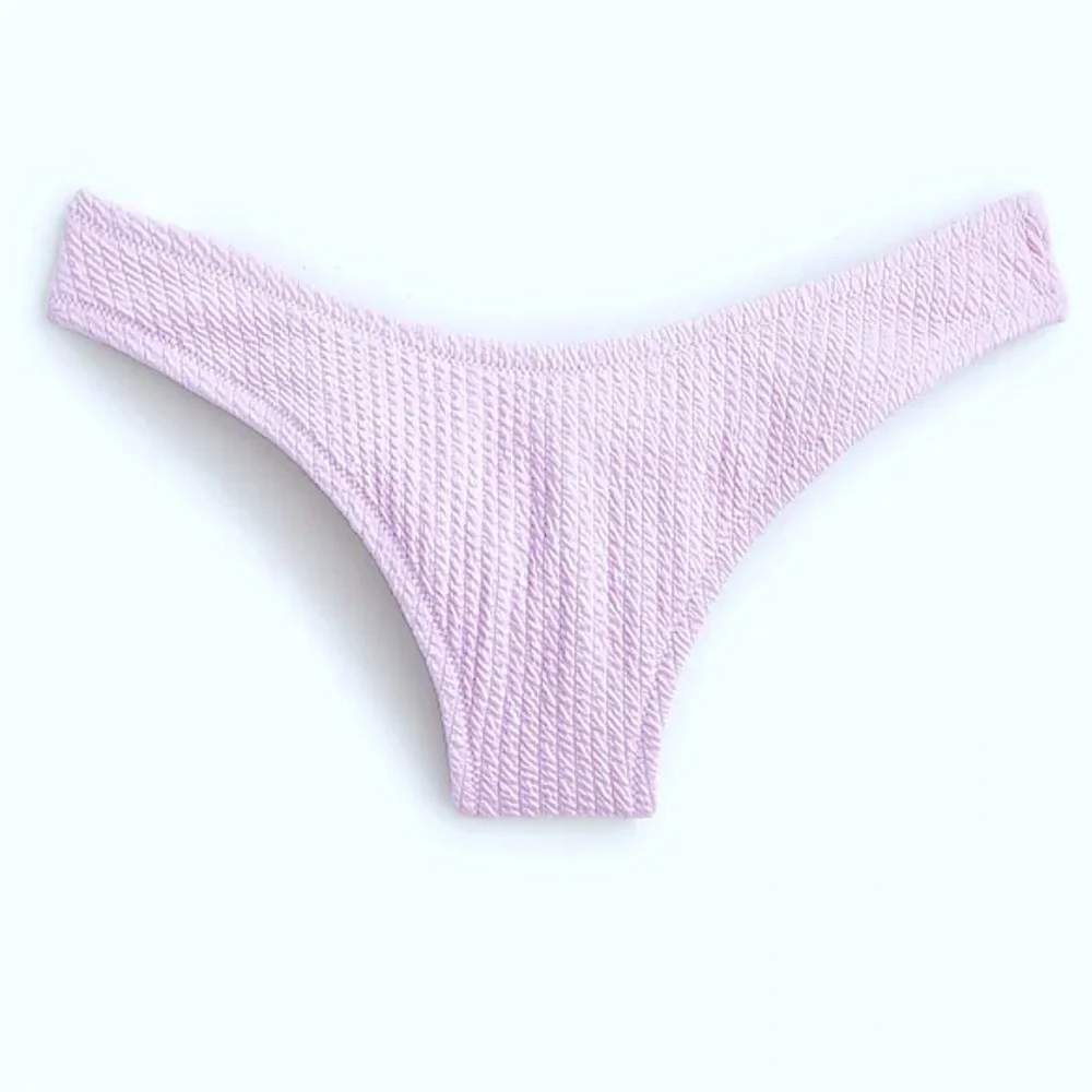 J.Crew Textured Curved-Waist Cheeky Bikini Bottoms Light Purple Color Size S